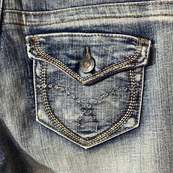 JouJou - Sz 9 / 10 - wide leg - shimmer sparkle embroidery Jeans - see video - Picture 3 of 10